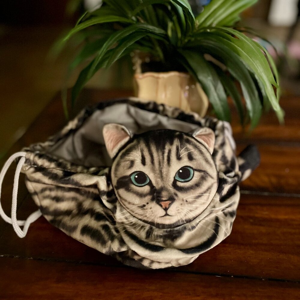 A Purrfect Gift!  Adorable Life-Like Cat Shaped Makeup Bag!  NWT